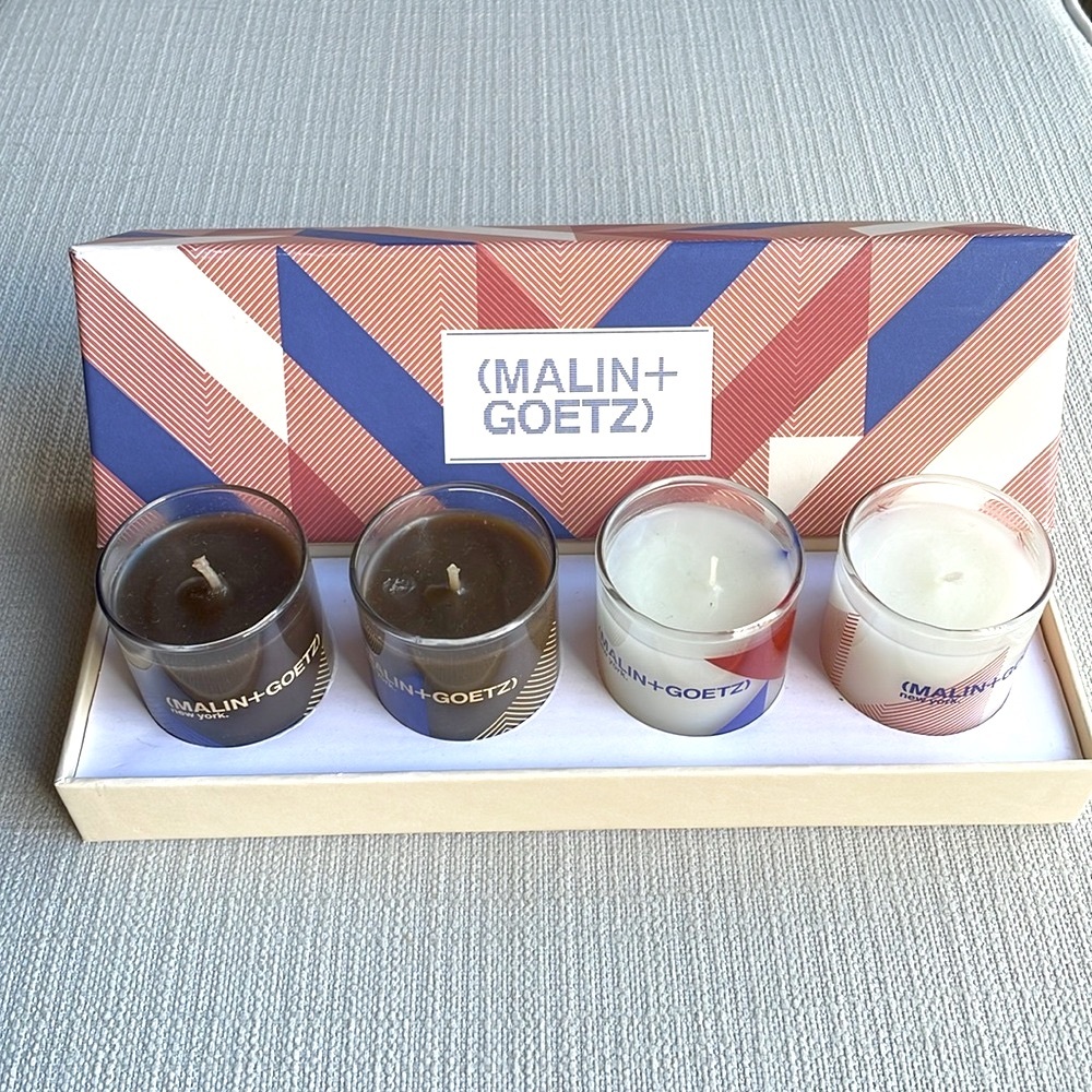 Malin + Goetz Scent The Mood Votive candle Set Leather, Dark Rum, Bergamot